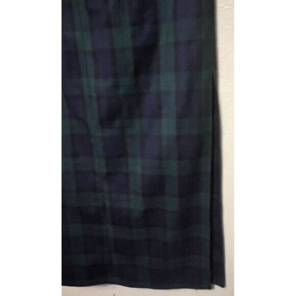 Pendleton Plaid Tartan Navy Green Wool Button Down Skirt Maxi Side Slit Sz 6 NWT - Picture 7 of 13